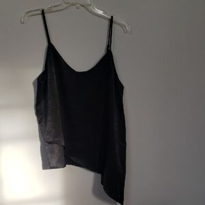 Sage The Label Top Womens L Black Asymmetrical Hem Satin Cami Whimsigoth Office